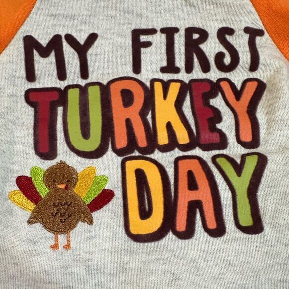 NWT Macy’s Baby Essentials 2 Piece Pant Set My First Turkey Day - Size 3 Month - Picture 2 of 6